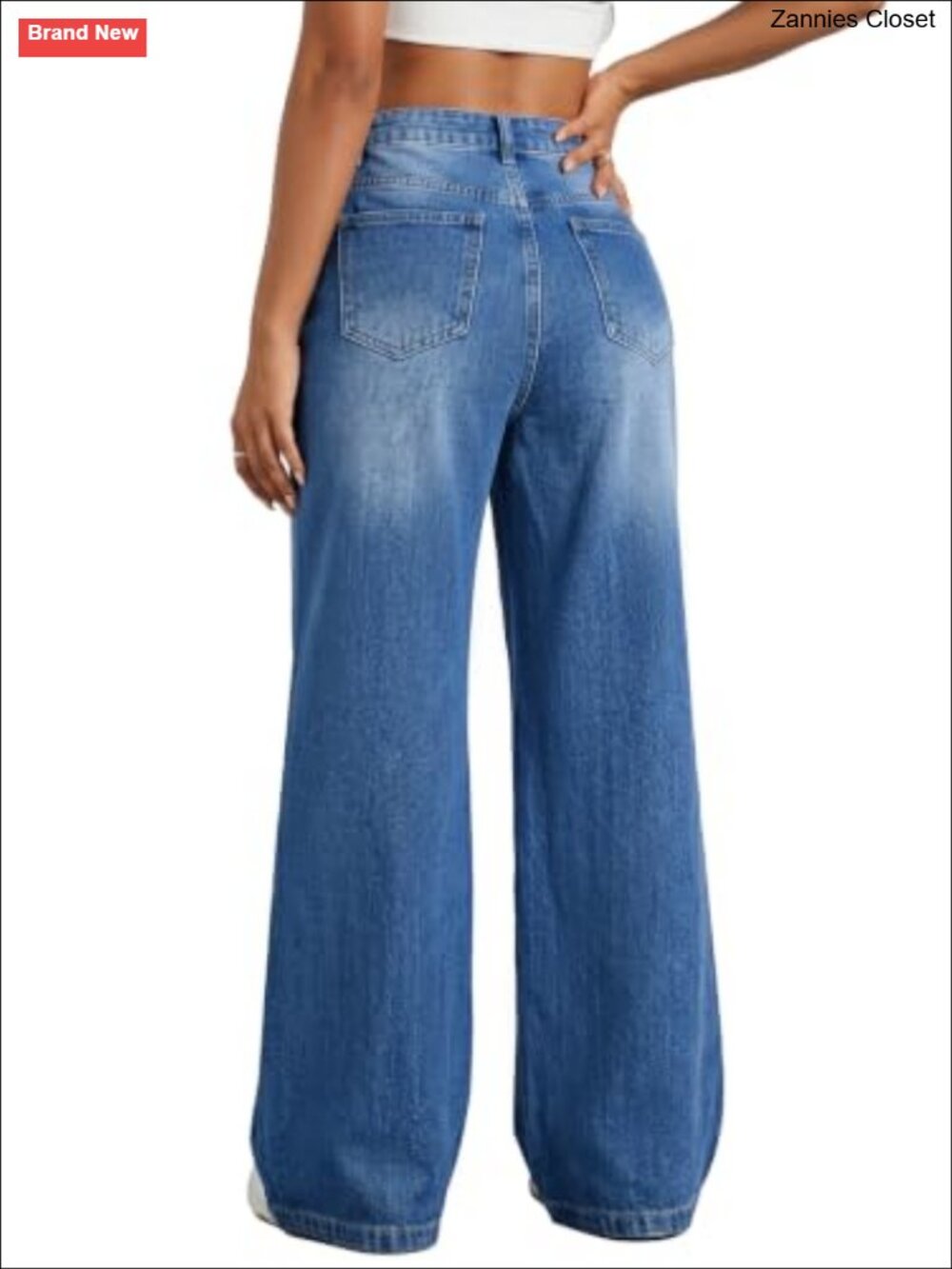 High Waist Baggy Wide Leg Boyfriend Jeans Distressed Denim Pant